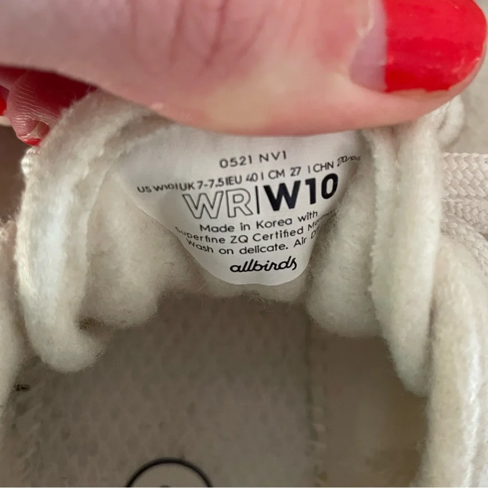 Allbirds Ivory Merino Wool Runners Womens Athletic Sneakers Shoes Running Sz 10